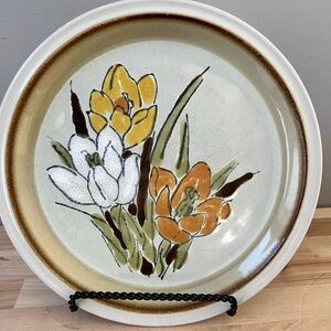 Vintage Floral Ceramic Plate - White, Yellow, and Orange